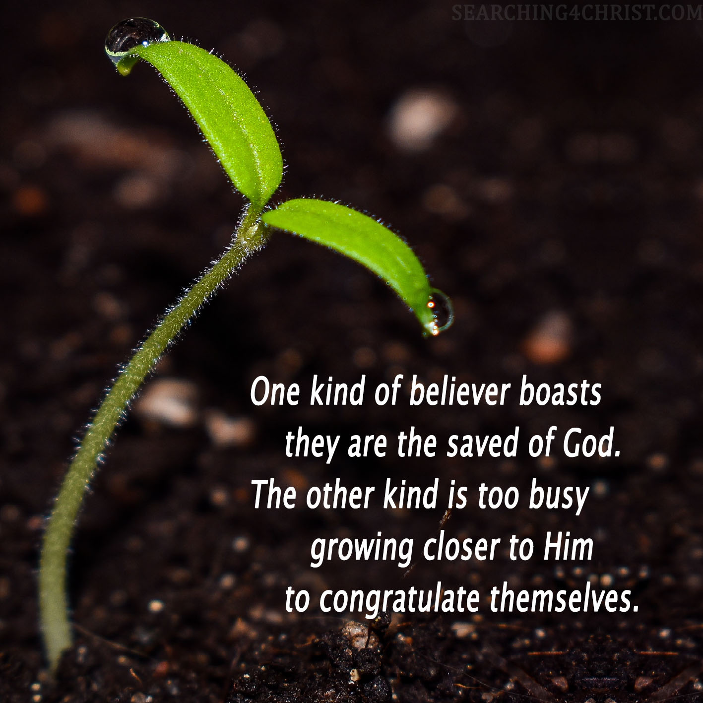 One kind of believer boasts they are the saved of God. The other kind is too busy growing closer to Him to congratulate themselves.
