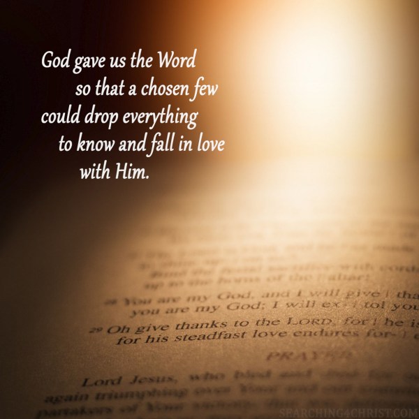 God gave us the Word so that a chosen few could drop everything to know and fall in love with Him.